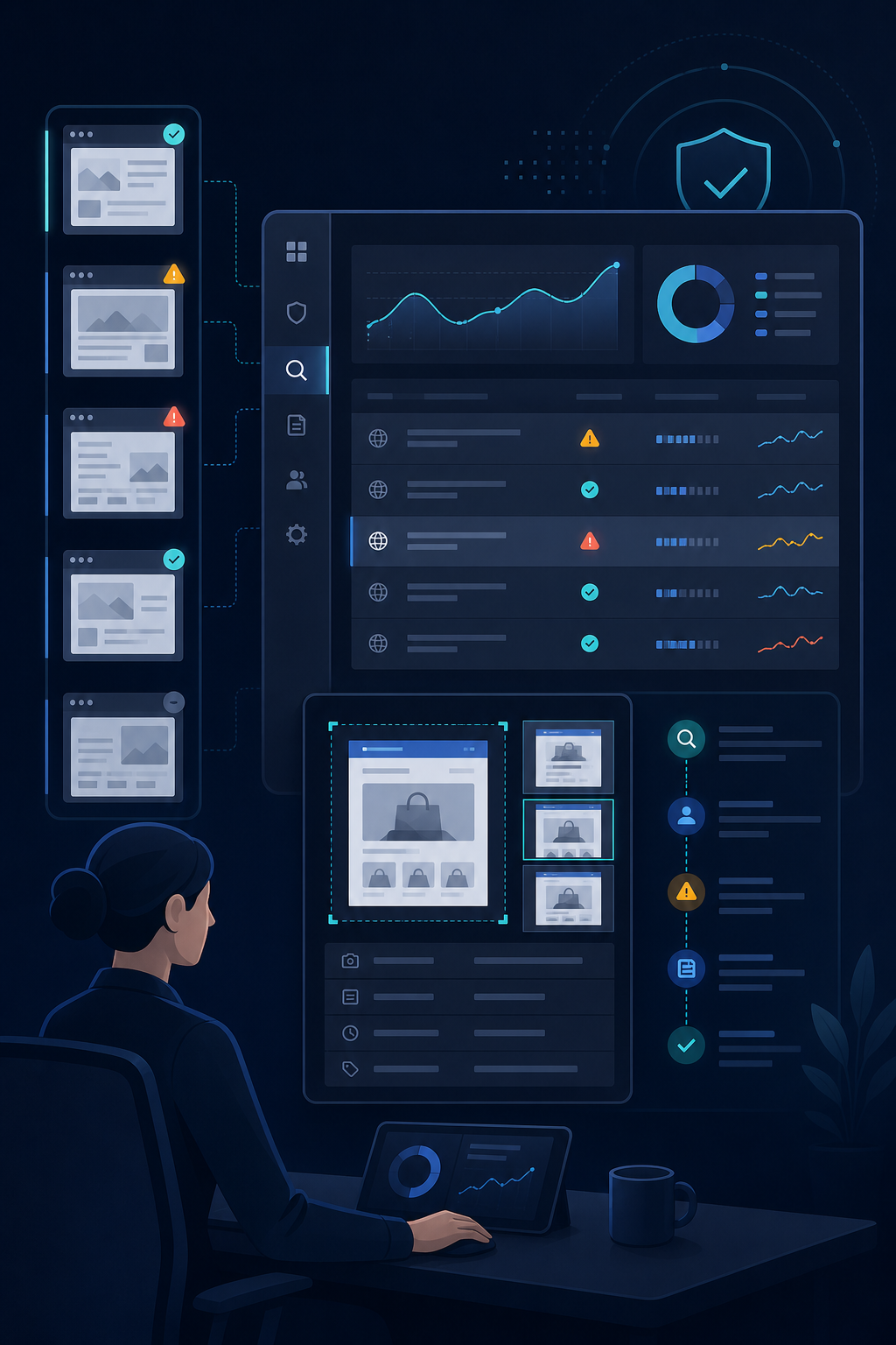 Illustration of portfolio-wide merchant compliance monitoring for payment providers